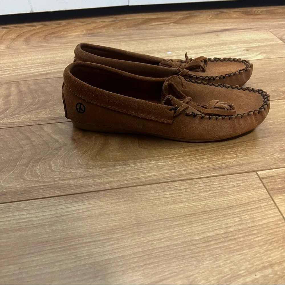 Peace Moccasins Women’s Brown Suede Moccasins Size 8.5 | Leather Tassel Loafers - Picture 4 of 6